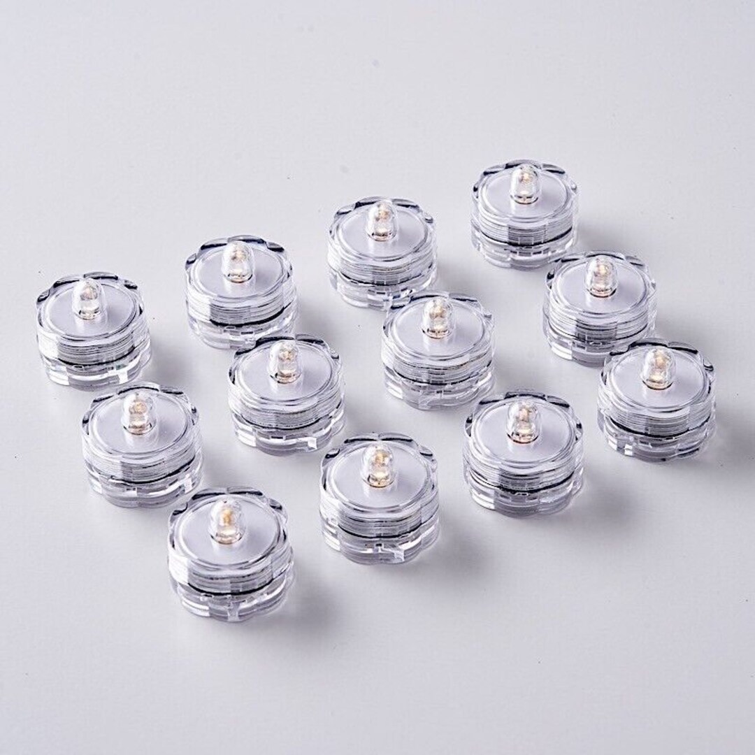 12 Warm White LED Submersible Tea Lights – Waterproof For Wedding & Decor